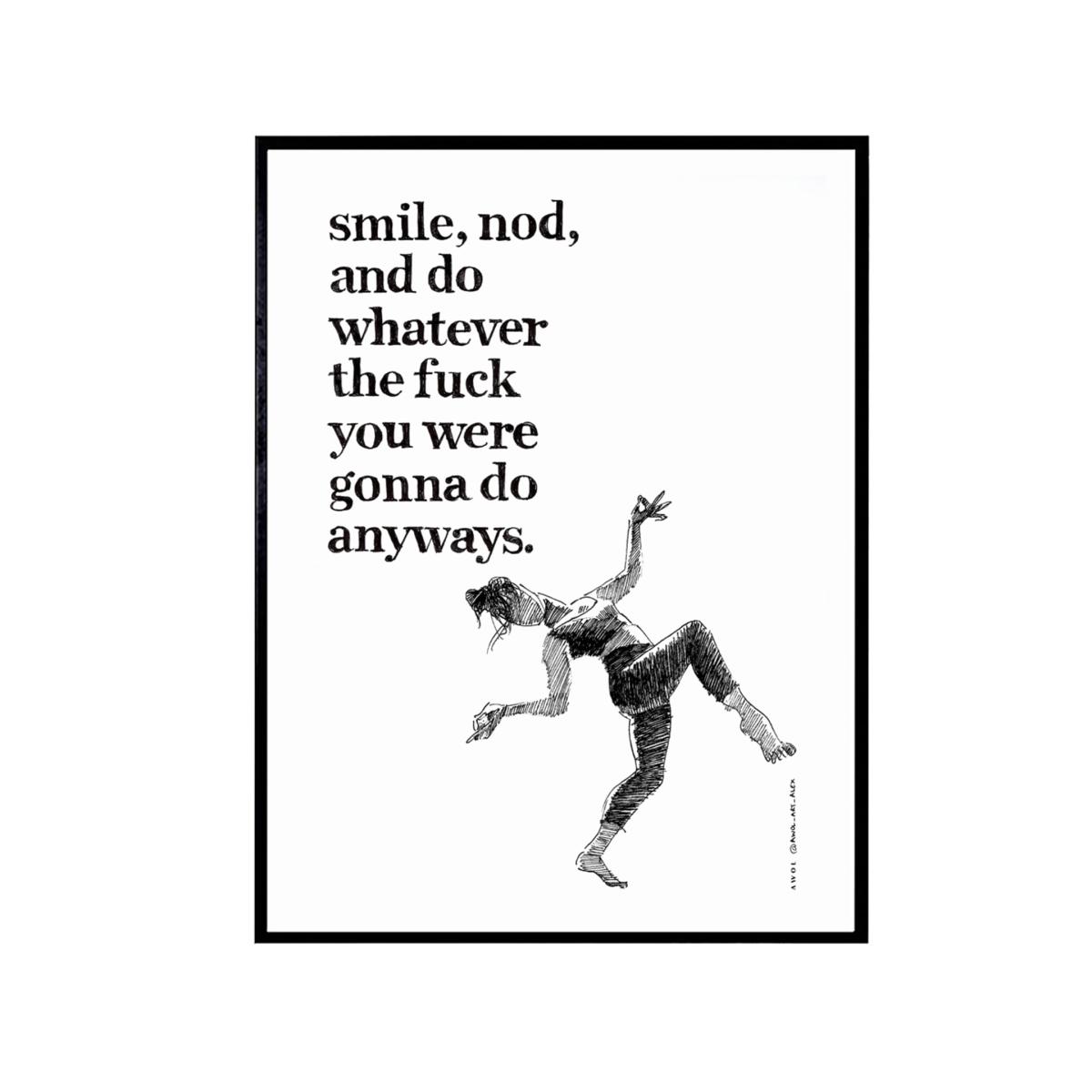 Black Smile, Nod, Do Whatever The Fuck You Want Wall Art Print | A3 | 297 X 420Mm | Awol – image 4