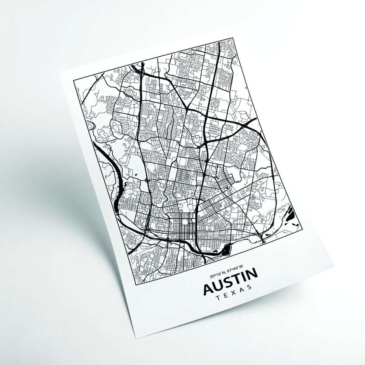 Black Map Of Austin Texas Large Stanley Print House – image 2