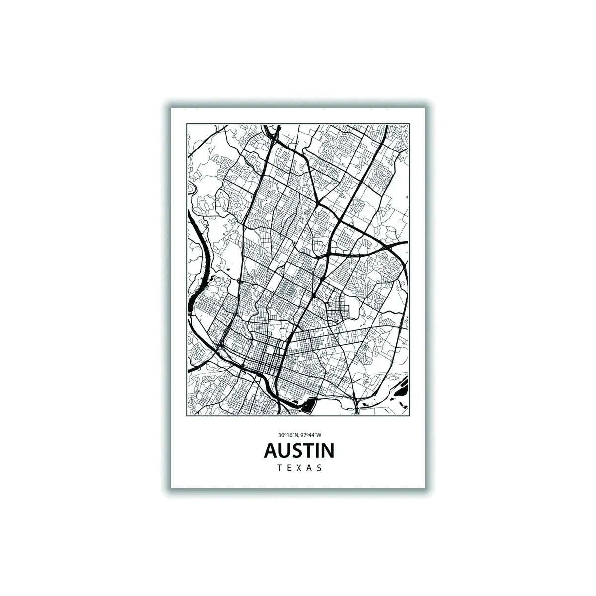 Black Map Of Austin Texas Large Stanley Print House – image 1