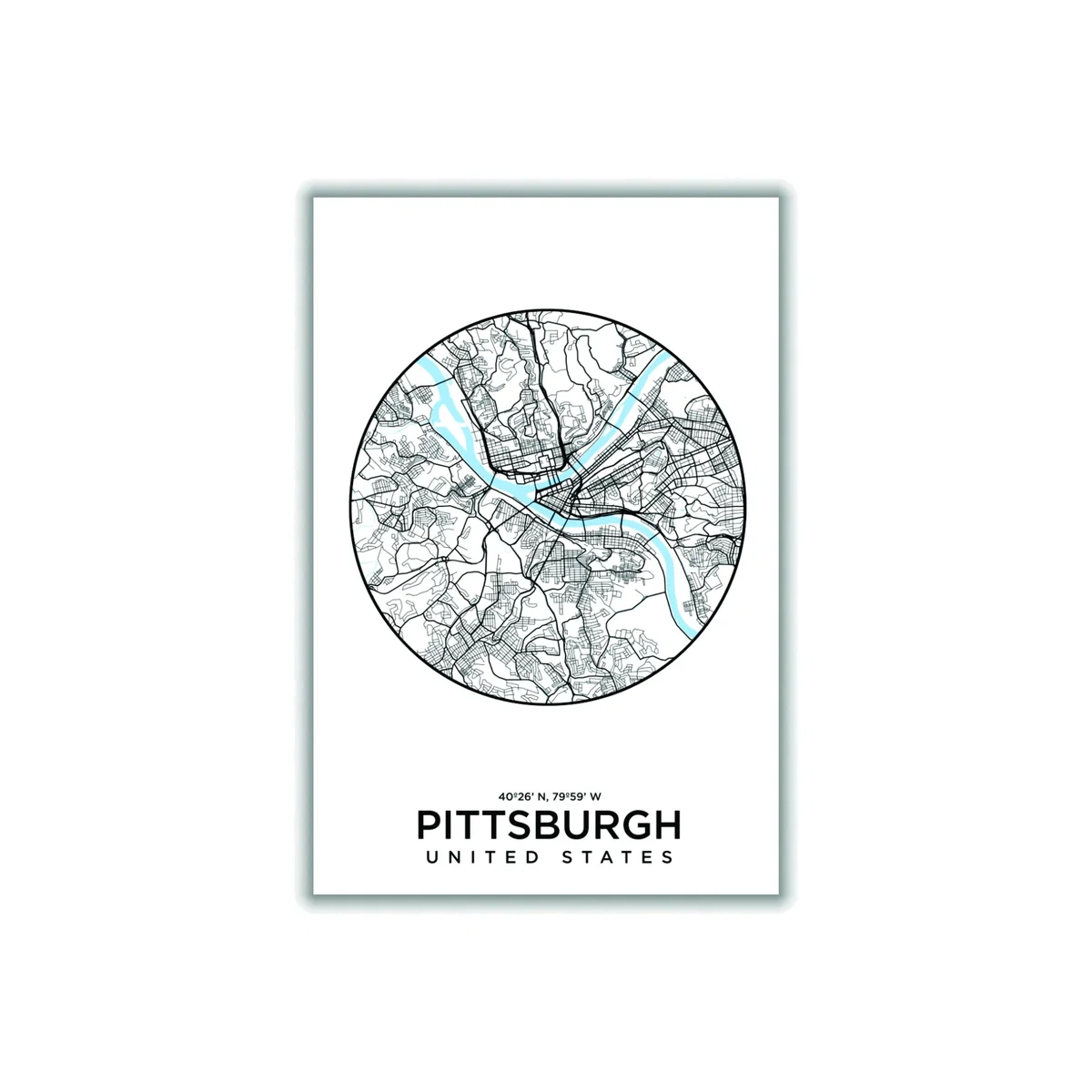 Blue Map Of Pittsburgh A1 594 X 841Mm Stanley Print House – image 1