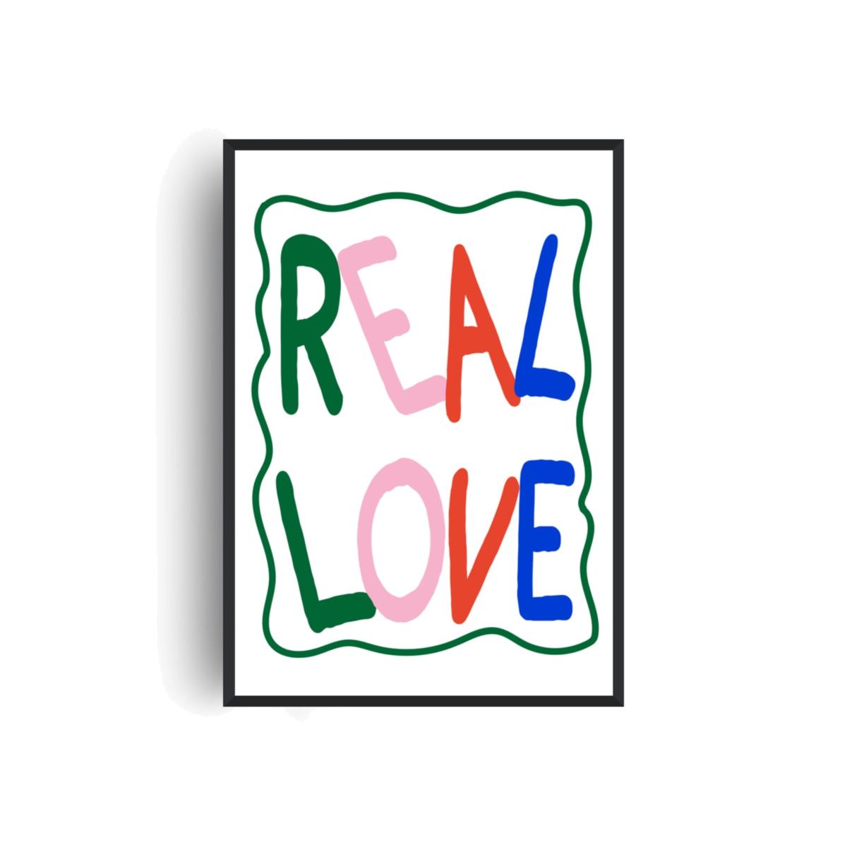 Real Love Retro Colourful Playful Song Lyric Music Christmas Giclée Art Print A2 | A2 | 420 X 594Mm | Fanclub – image 1