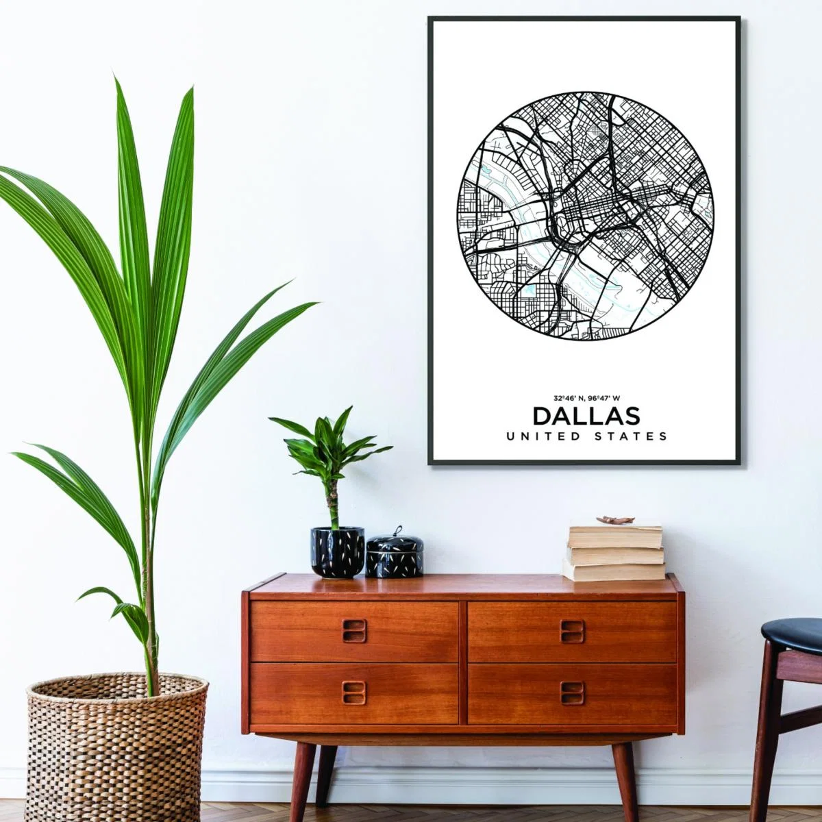 Black Map Of Dallas A3 297 X 420Mm Stanley Print House – image 3