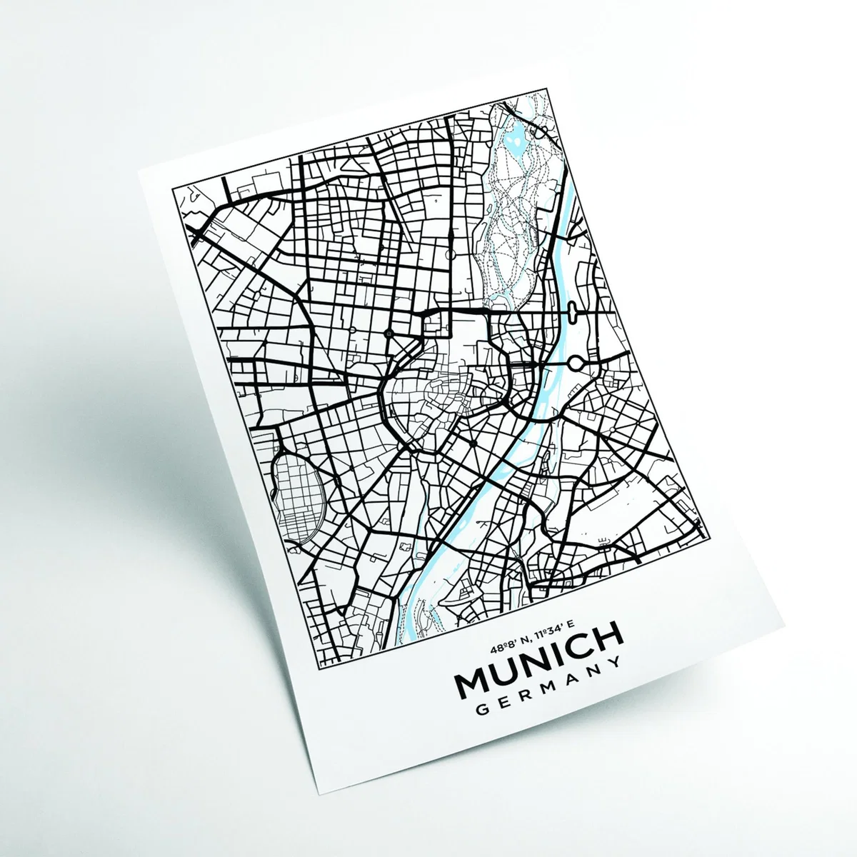 Black Map Of Munich Germany Extra Small Stanley Print House – image 2