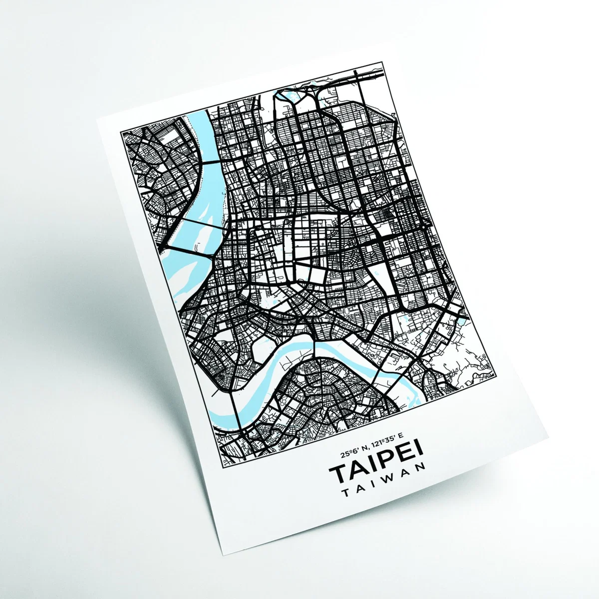 Black Map Of Taipai Taiwan A1 594 X 841Mm Stanley Print House – image 2