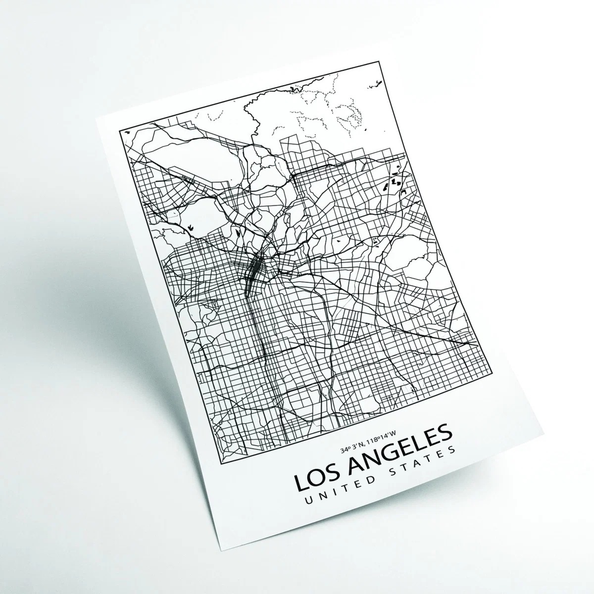 Black Map Of Los Angeles United States A1 594 X 841Mm Stanley Print House – image 2