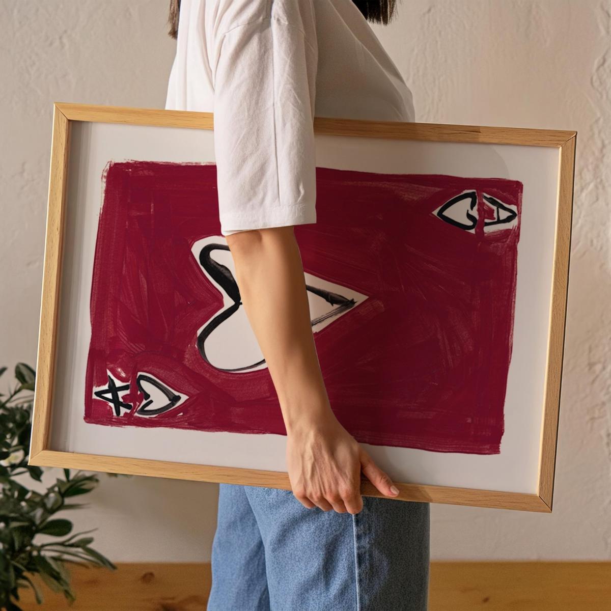 Red Ace Of Hearts Hand Painted Art Print - A2 | Natalie Cass Art – image 2