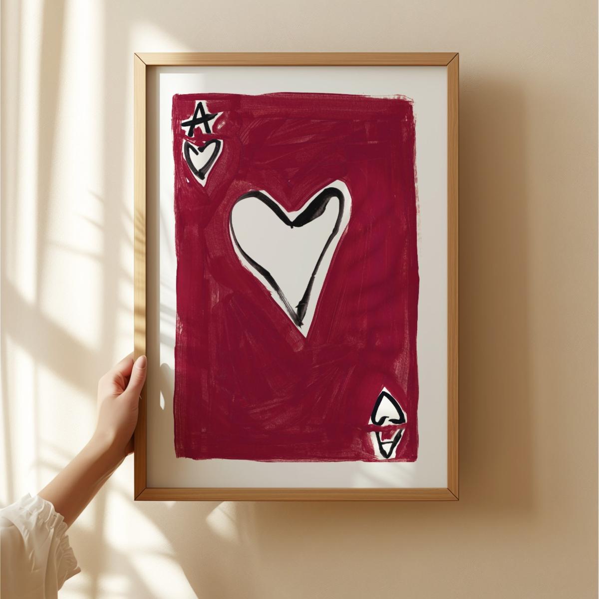 Red Ace Of Hearts Hand Painted Art Print - A2 | Natalie Cass Art – image 4