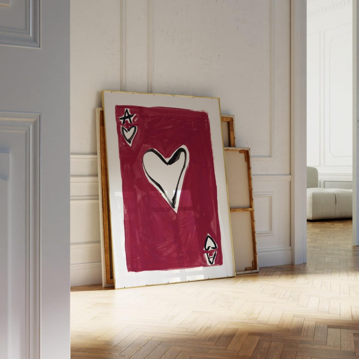 Red Ace Of Hearts Hand Painted Art Print - A2 | Natalie Cass Art – image 5