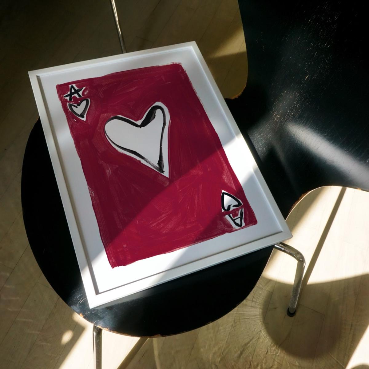 Red Ace Of Hearts Hand Painted Art Print - A2 | Natalie Cass Art – image 6
