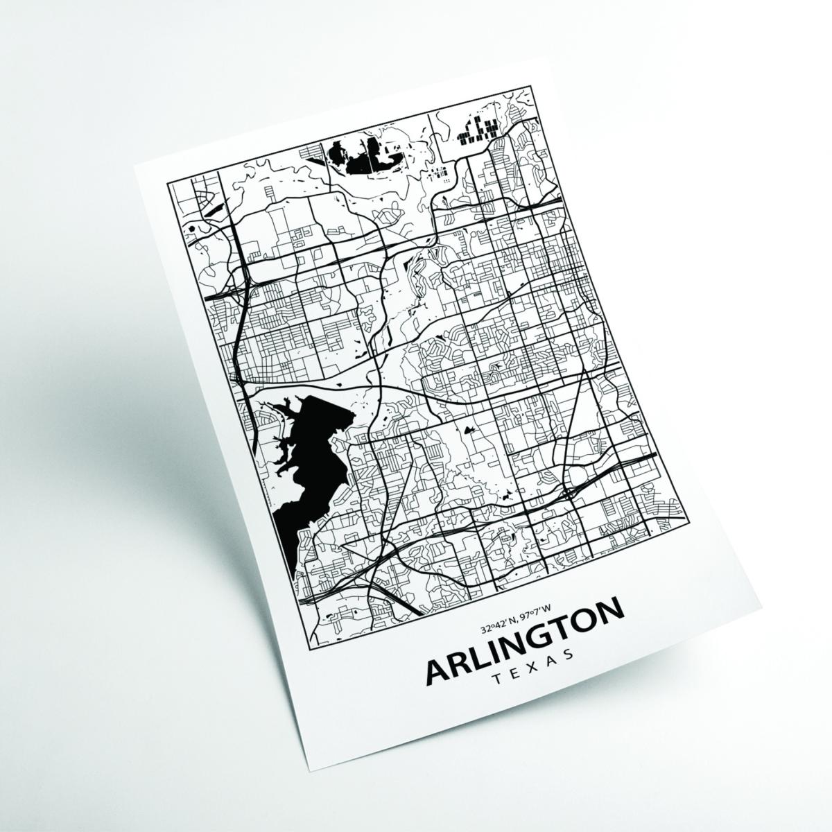 Black Map Of Arlington A4 210 X 297Mm Stanley Print House – image 2