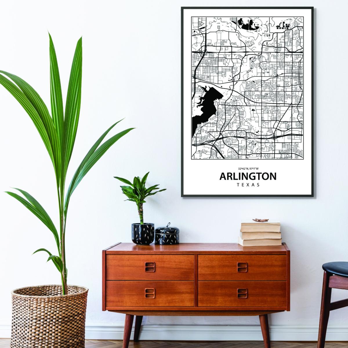 Black Map Of Arlington A4 210 X 297Mm Stanley Print House – image 3