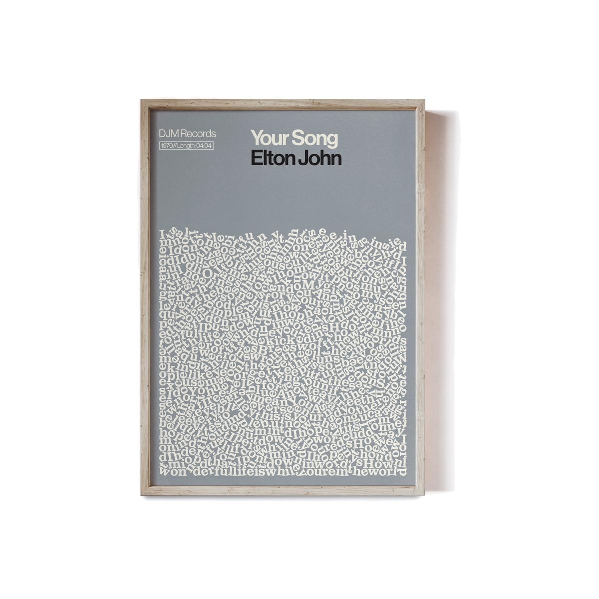 Your Song - Elton John - Song Lyric Print A3 297 X 420Mm Reign & Hail – image 1