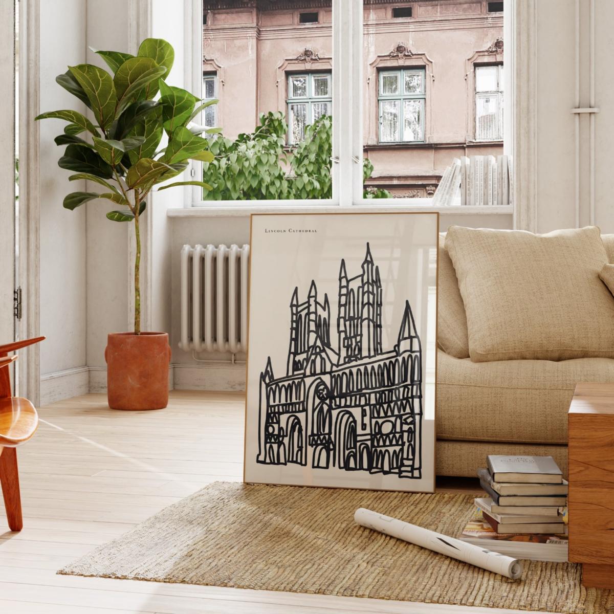 Black / White Lincoln Cathedral Art Print - A2 | A2 | 420 X 594Mm | Natalie Cass Art – image 2