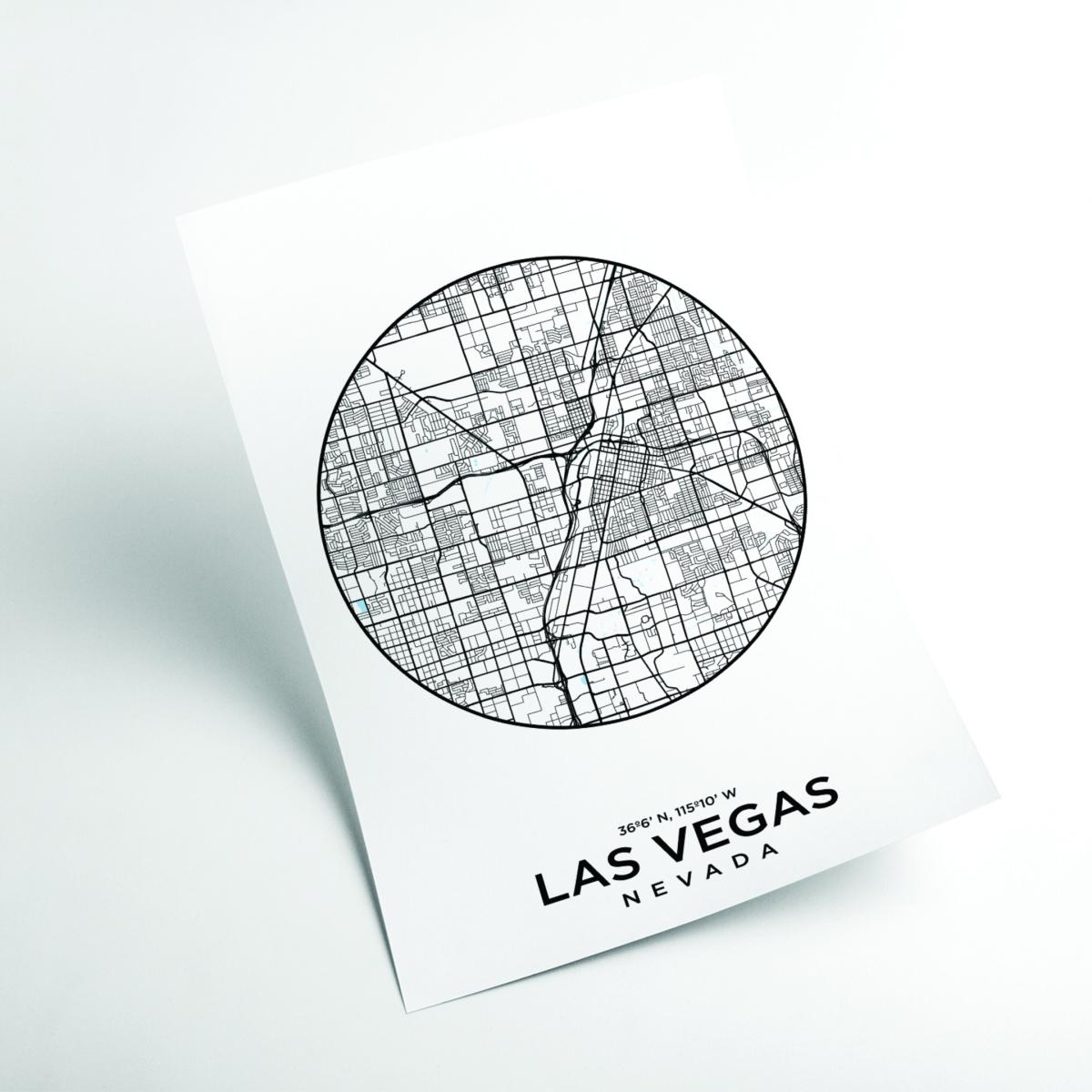 Black Map Of Las Vegas A4 210 X 297Mm Stanley Print House – image 2