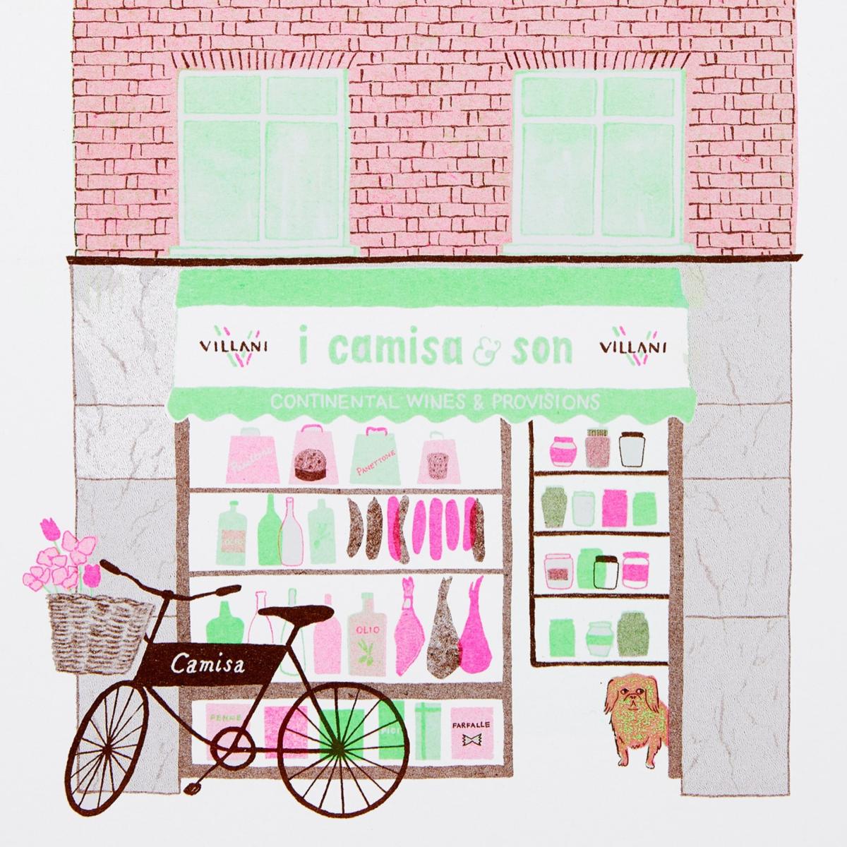 Green / Pink / Purple I Camisa Deli Risograph Print - Brown Green Pink & Purple Rosa & Clara Designs – image 2