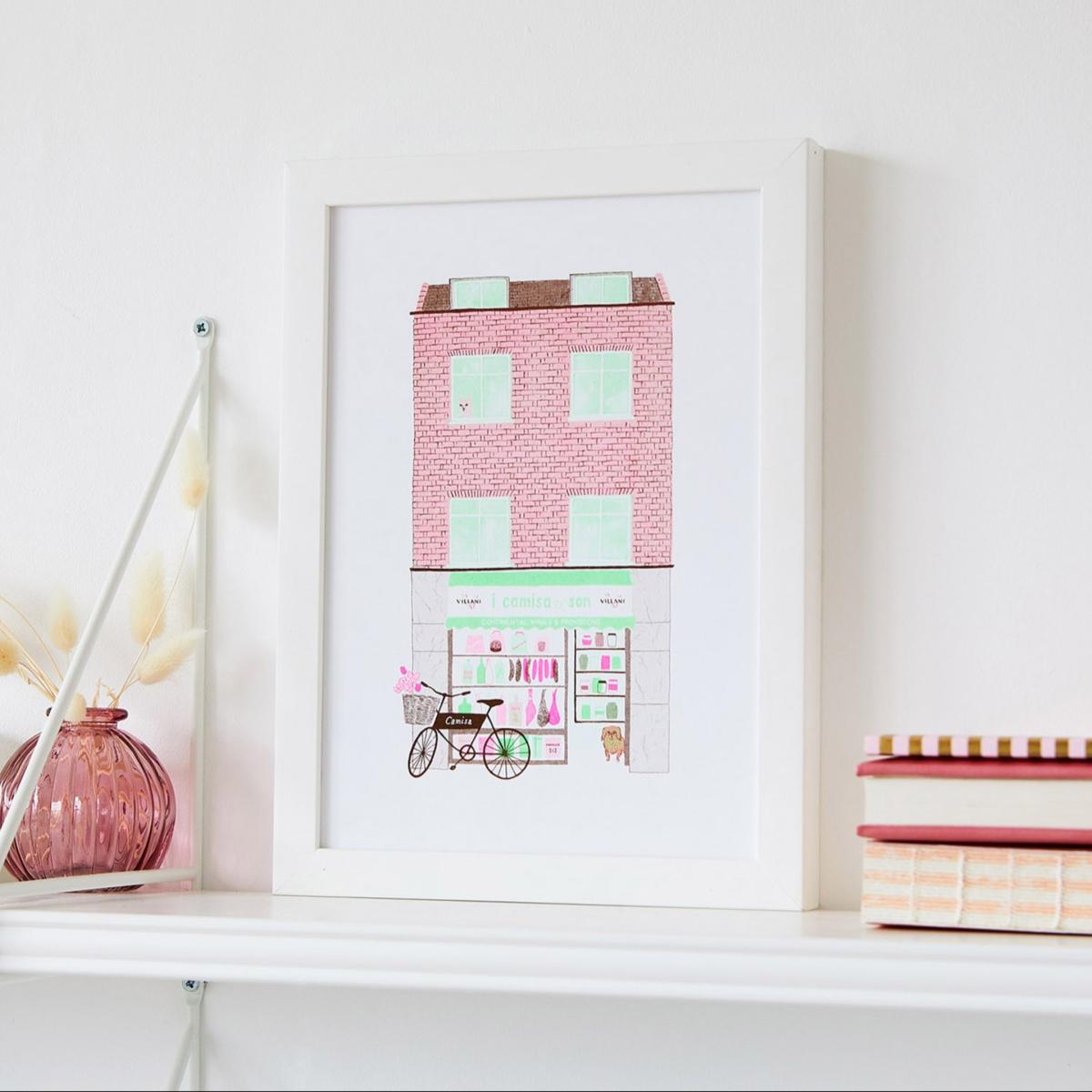 Green / Pink / Purple I Camisa Deli Risograph Print - Brown Green Pink & Purple Rosa & Clara Designs – image 3