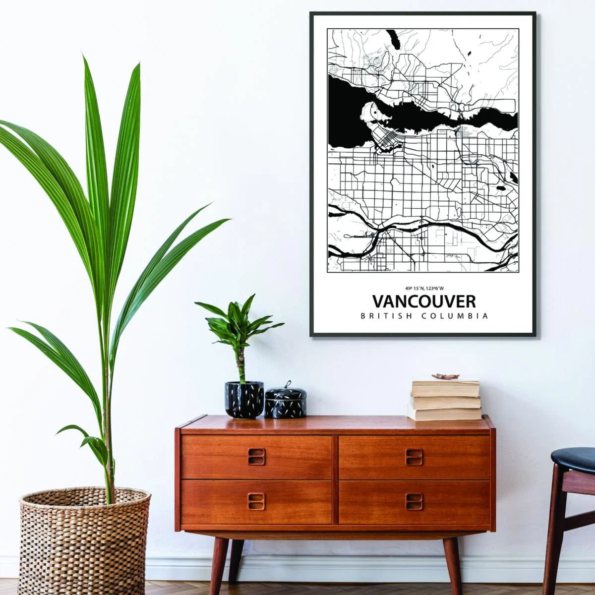Black Map Of Vancouver Canada A3 297 X 420Mm Stanley Print House – image 3