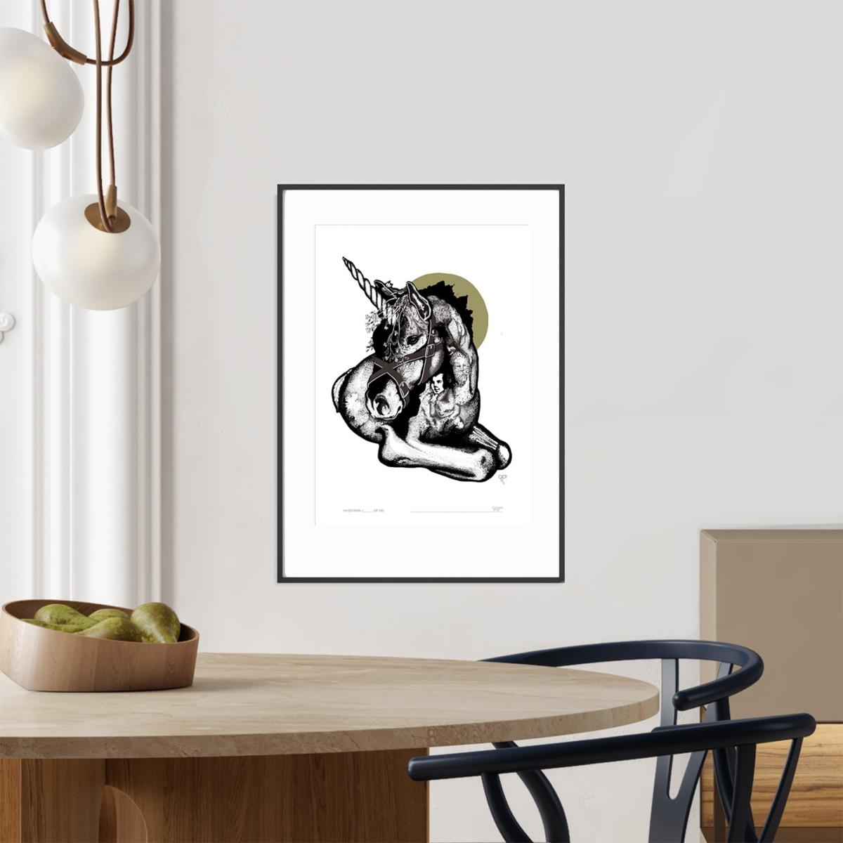 Curious Creatures Series - The Scottish Unicorn Print - Black Curiosity Snug – image 2