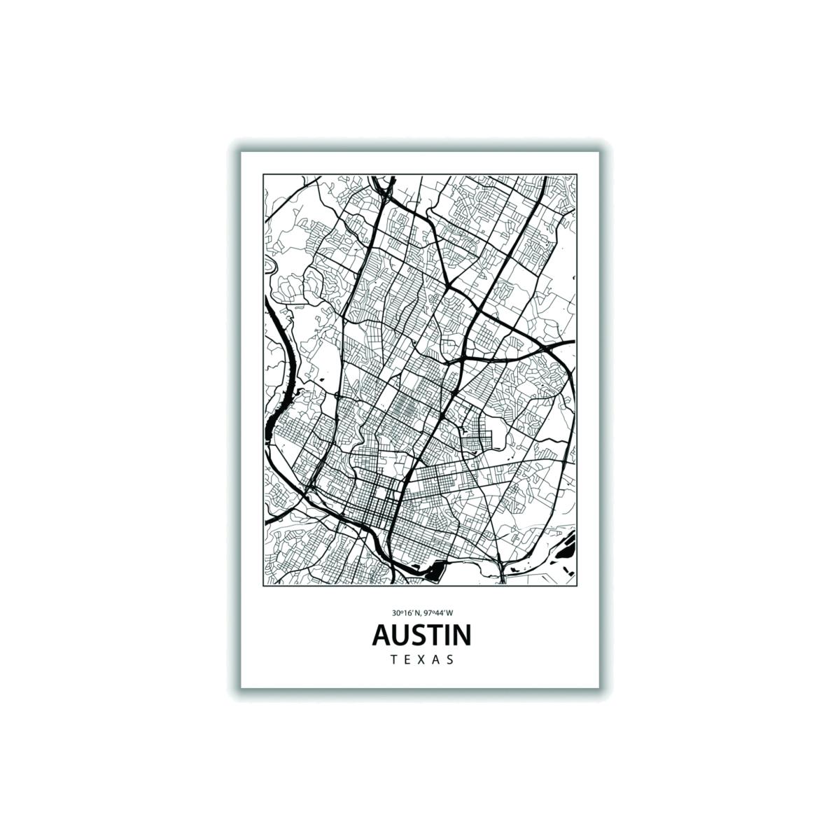 Black Map Of Austin Texas Extra Large Stanley Print House – image 1