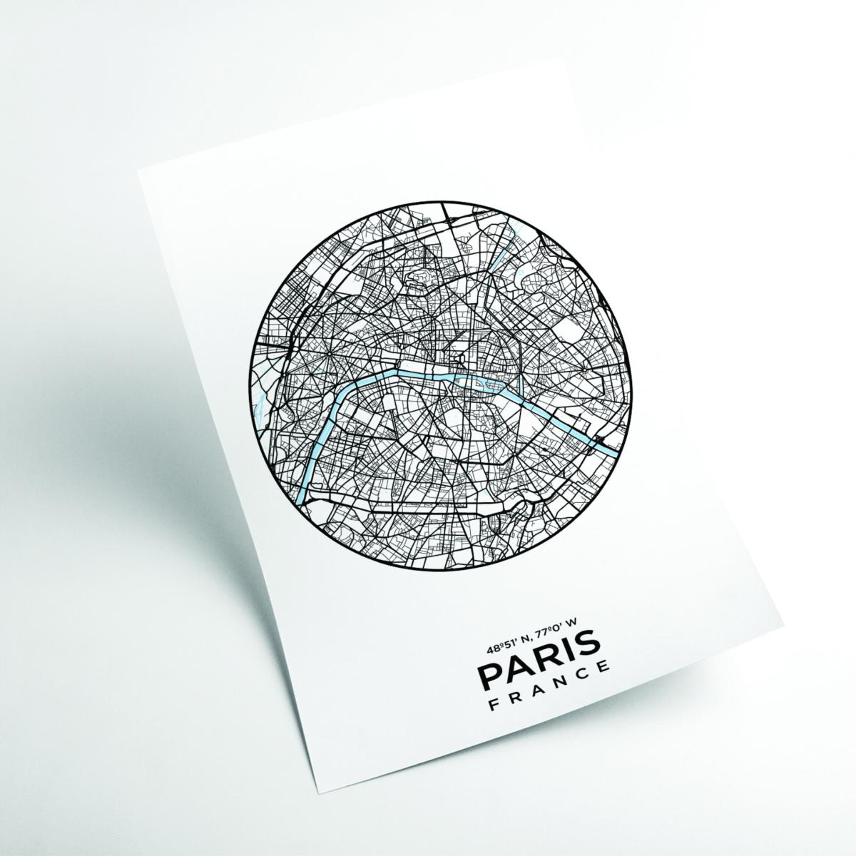 Black Map Of Paris A1 594 X 841Mm Stanley Print House – image 2