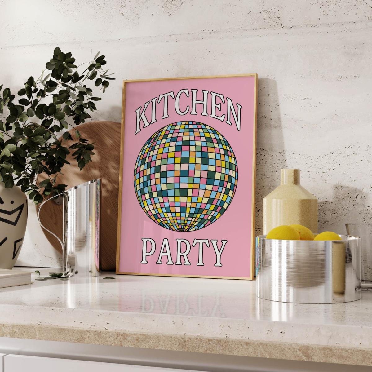Pink / Purple A3 Pink Kitchen Party Disco Ball Print Sofe Store – image 2