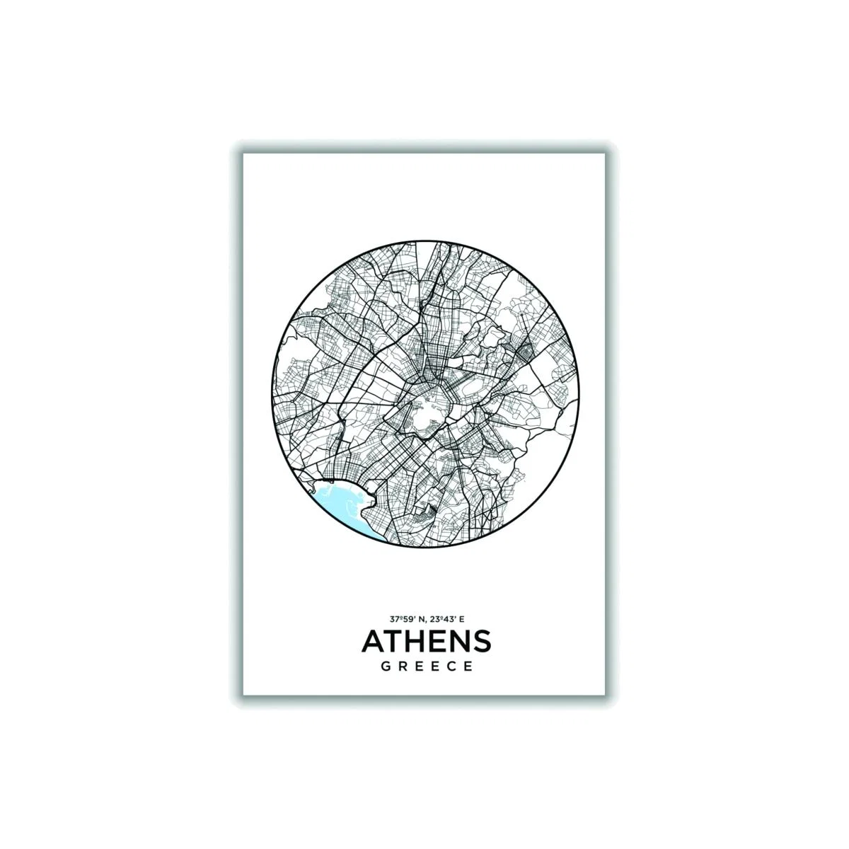 Blue Map Of Athens A2 420 X 594Mm Stanley Print House – image 1