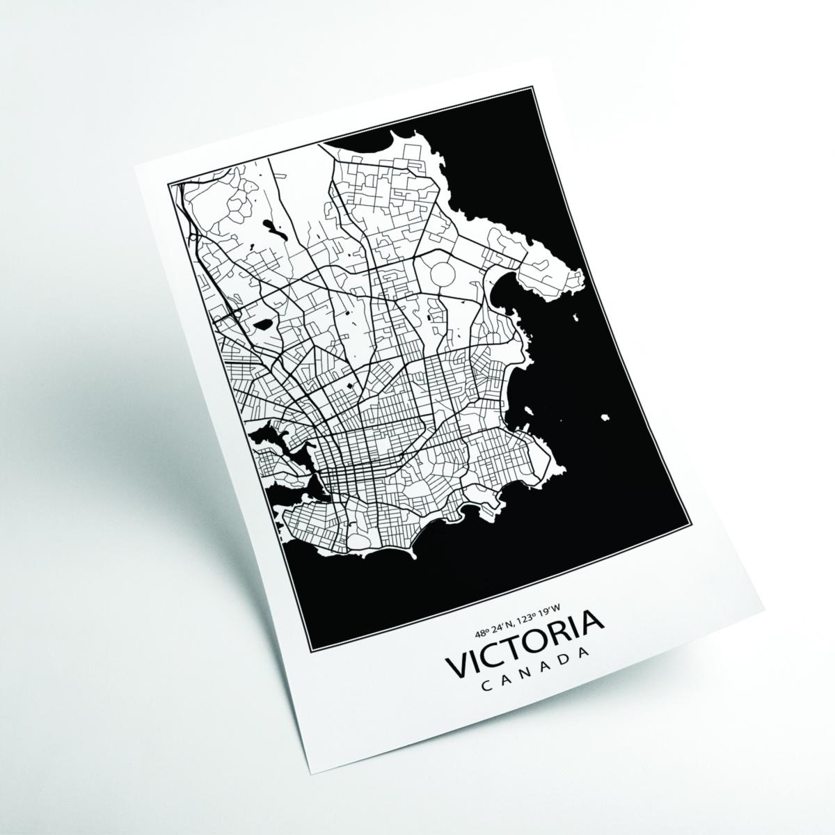 Black Map Of Victoria Canada A1 594 X 841Mm Stanley Print House – image 2
