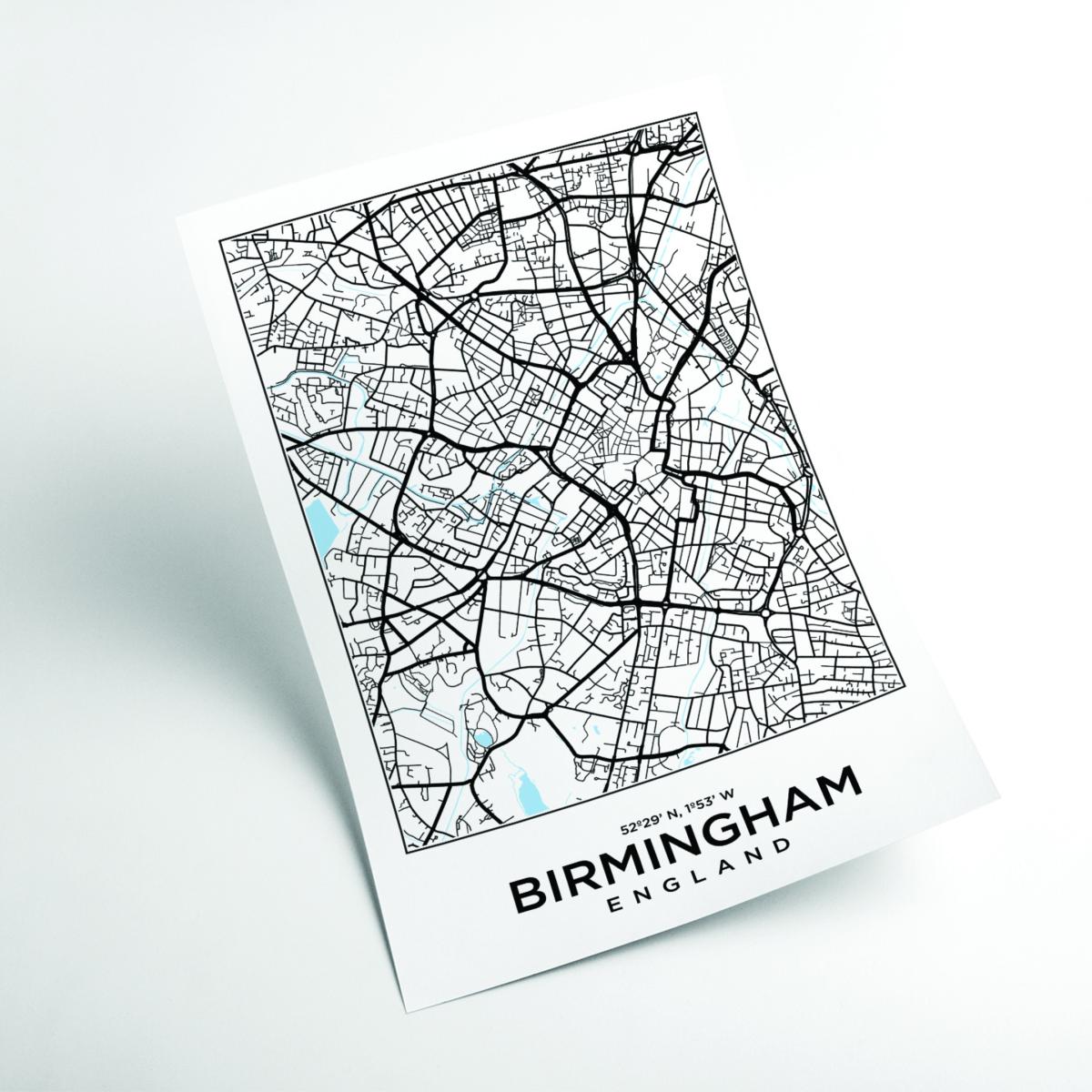 Black Map Of Birmingham England Medium Stanley Print House – image 2