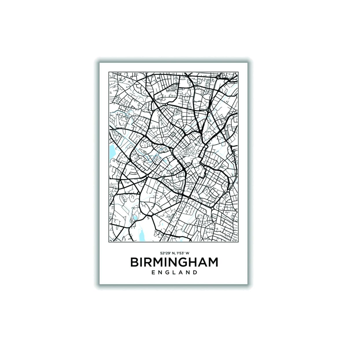 Black Map Of Birmingham England Medium Stanley Print House – image 1