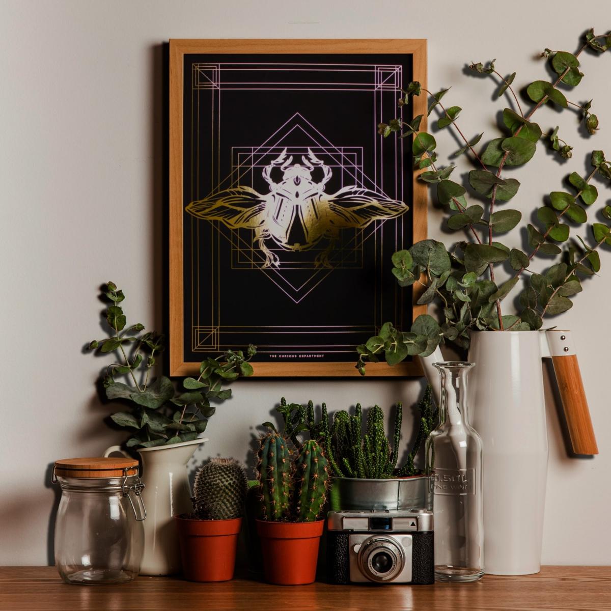 Deco Scarab Print A4 Gold & Black The Curious Department – image 3