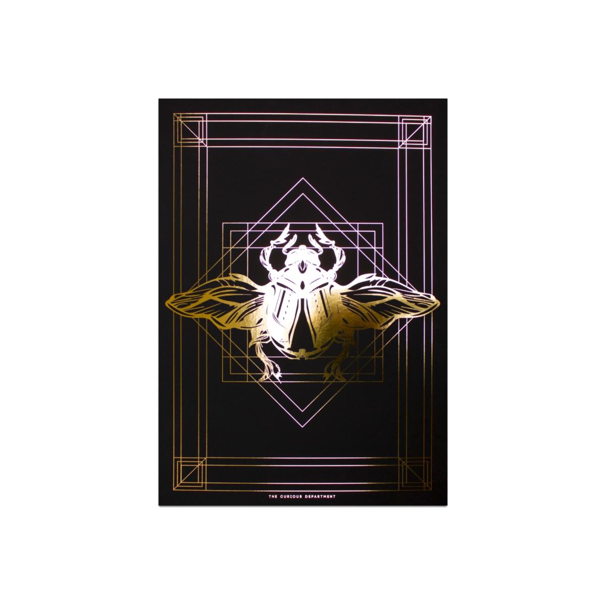 Deco Scarab Print A4 Gold & Black The Curious Department – image 1
