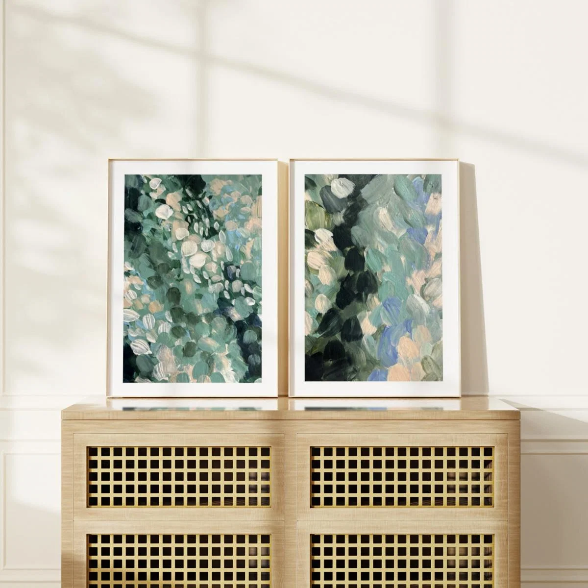 Green / Blue Summertime Blooms Abstract Print Pair A3 297 X 420Mm Emily M Art & Design – image 2