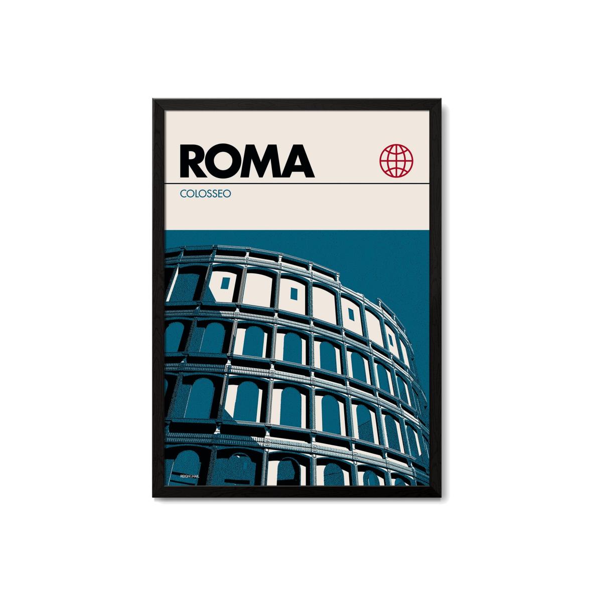 Rome Colosseum Modernist Architectural Travel Poster A2 420 X 594Mm Reign & Hail – image 1