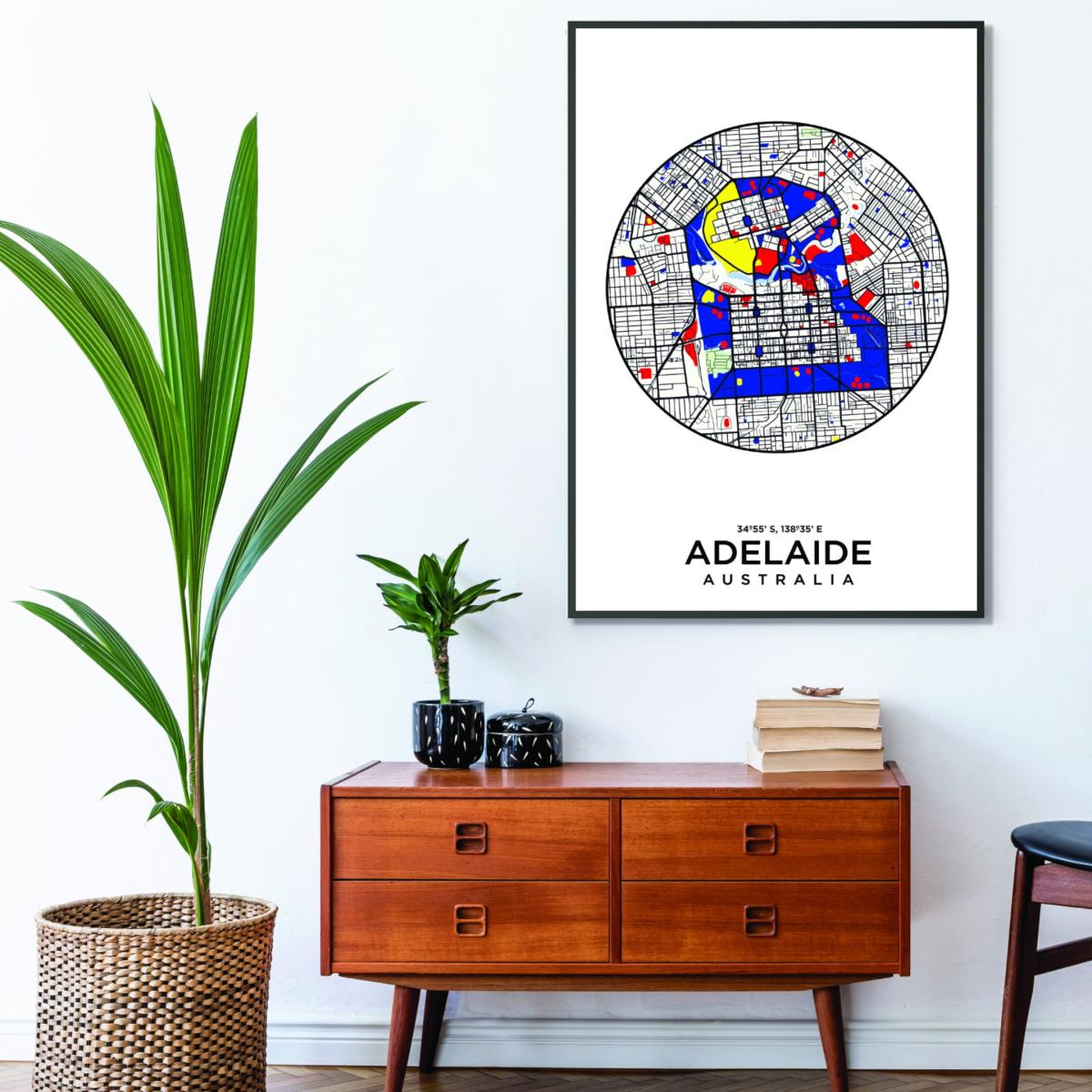 Blue Map Of Adelaide Australia A2 420 X 594Mm Stanley Print House – image 3