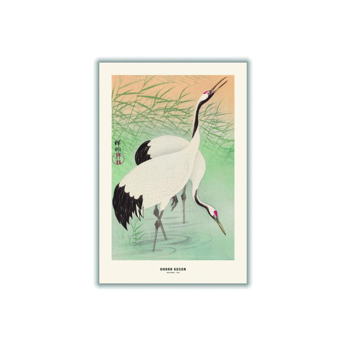 White Ohara Koson - Two Cranes A4 210 X 297Mm Stanley Print House – image 1