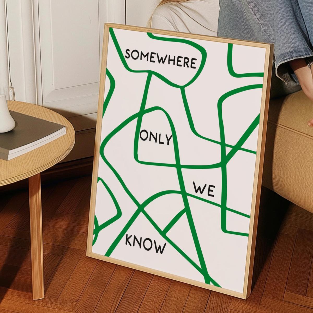 Black / Green Somewhere Only We Know Retro Music Lyric Christmas Giclée Art Print | A3 | 297 X 420Mm | Fanclub – image 4