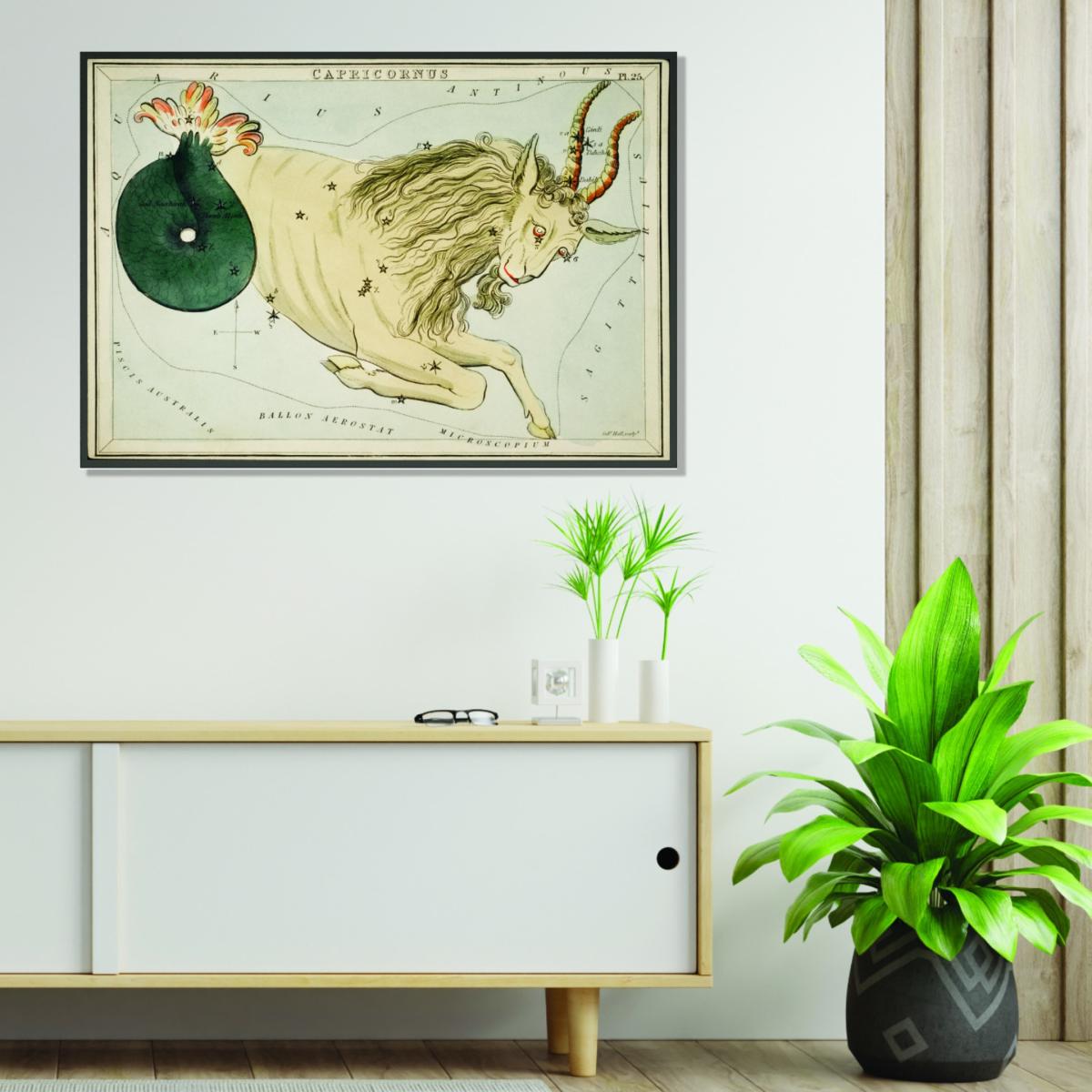 Gold Astronomical Chart Illustration Of The Zodiac Capricornus A1 594 X 841Mm Stanley Print House – image 3