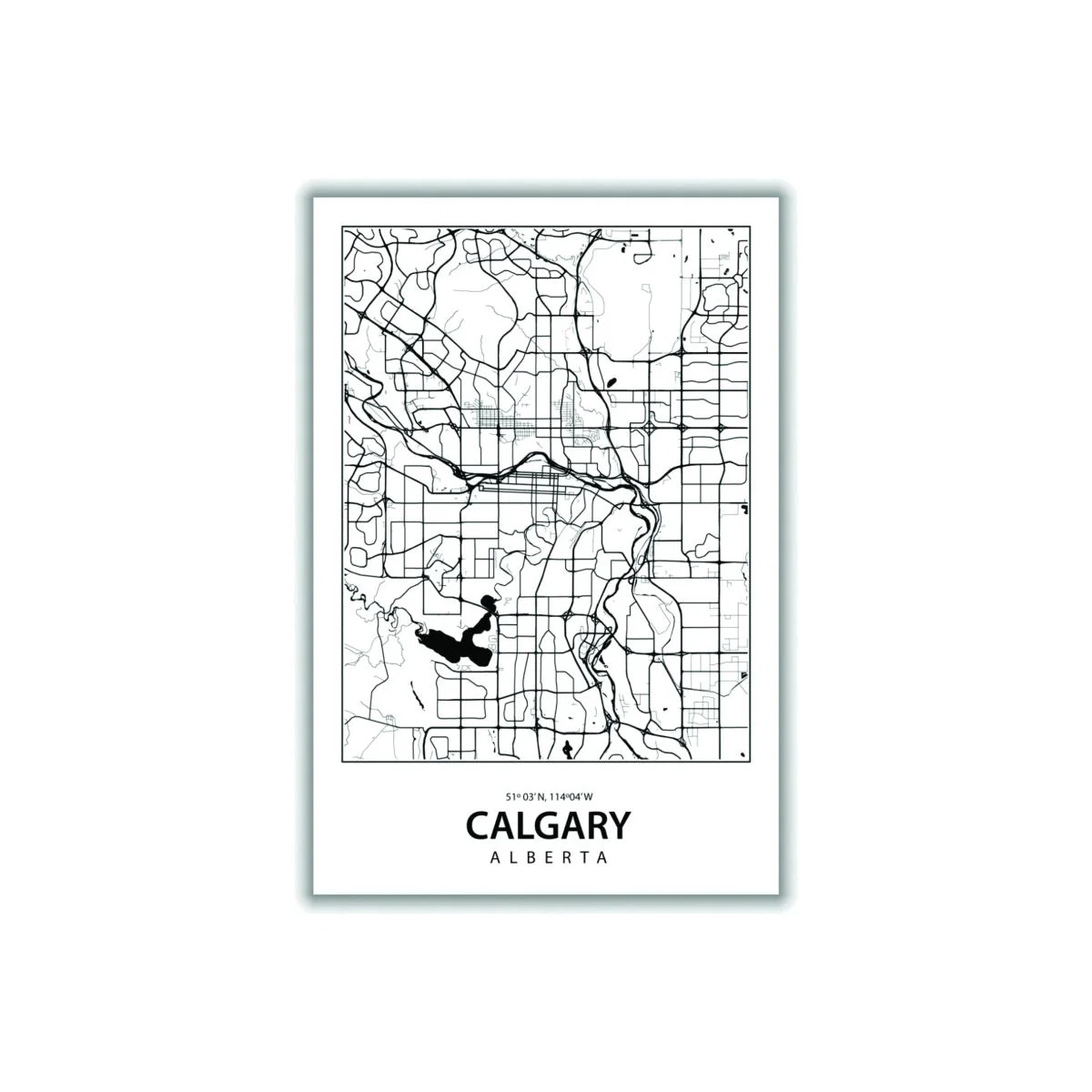 Black Map Of Calgary Alberta Extra Large Stanley Print House – image 1