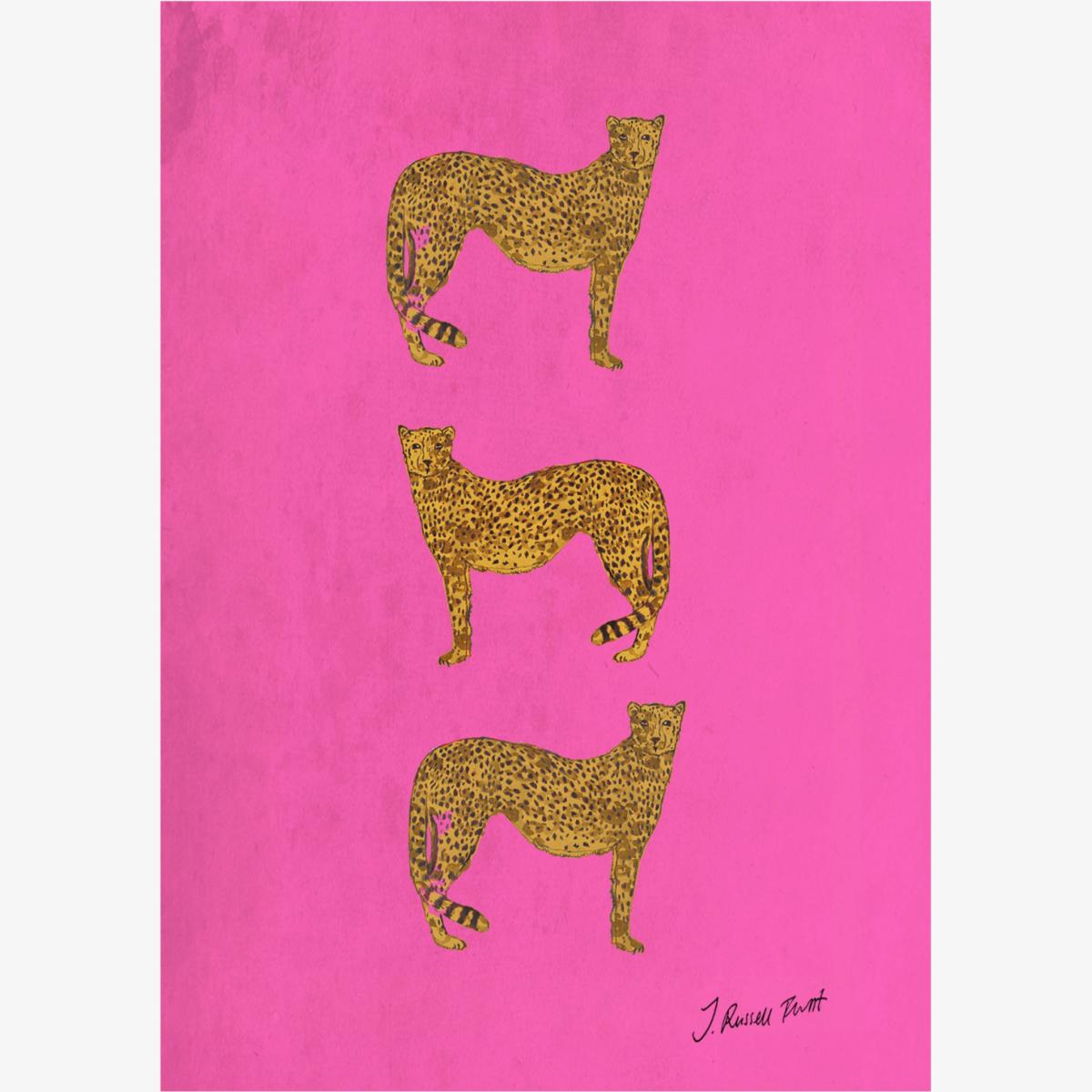 Pink / Purple "Three Cheetah" Signed Print Jessica Russell Flint – image 1