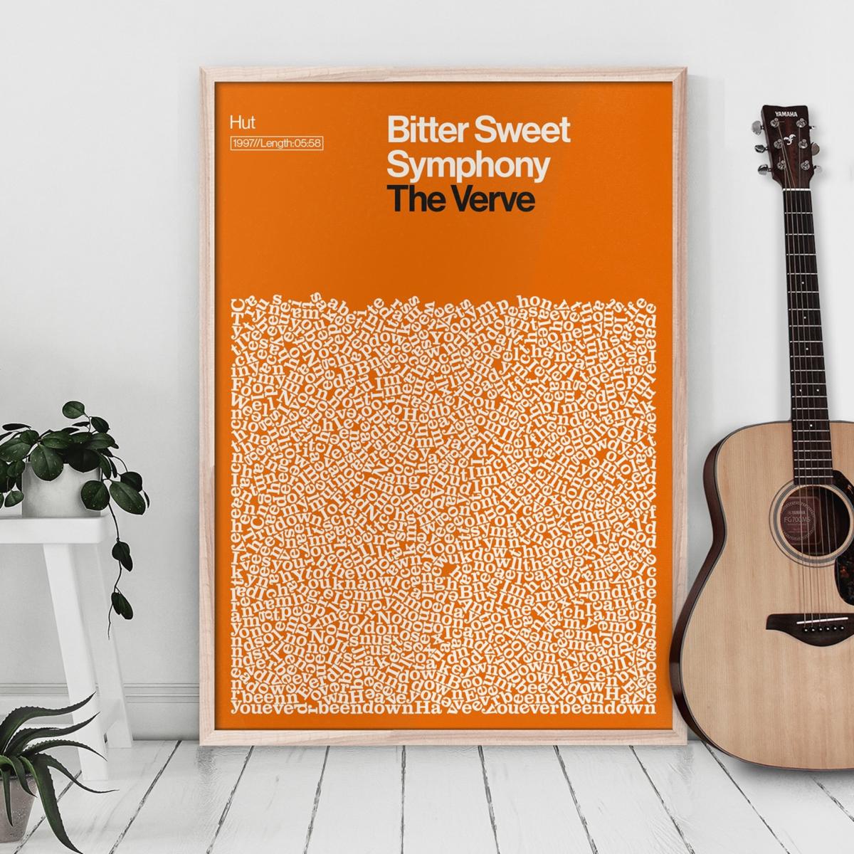 Bitter Sweet Symphony - The Verve - Song Lyric Print A1 594 X 841Mm Reign & Hail – image 3