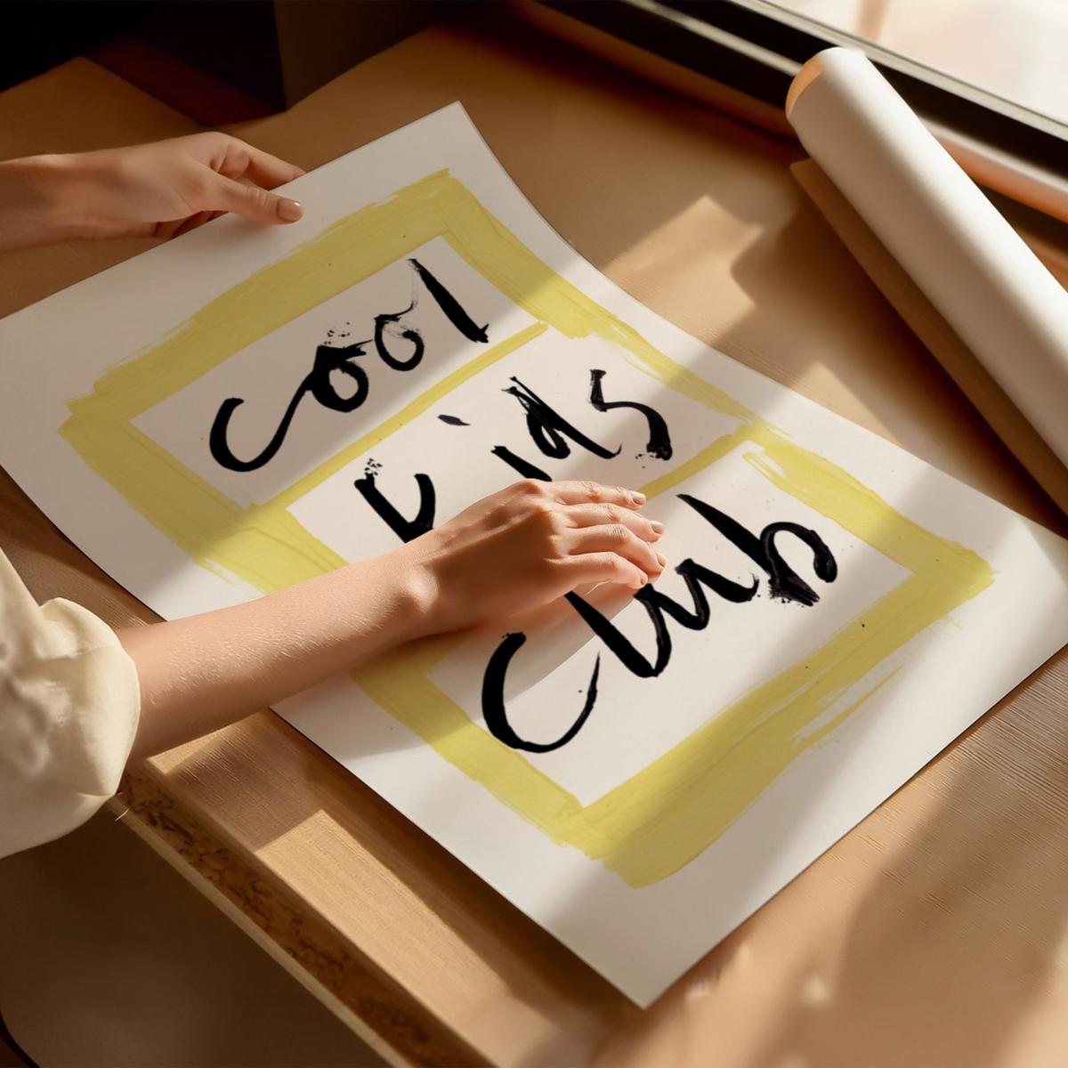 Yellow / Orange Cool Kids Club Hand Painted Art Print - A2 | Natalie Cass Art – image 3