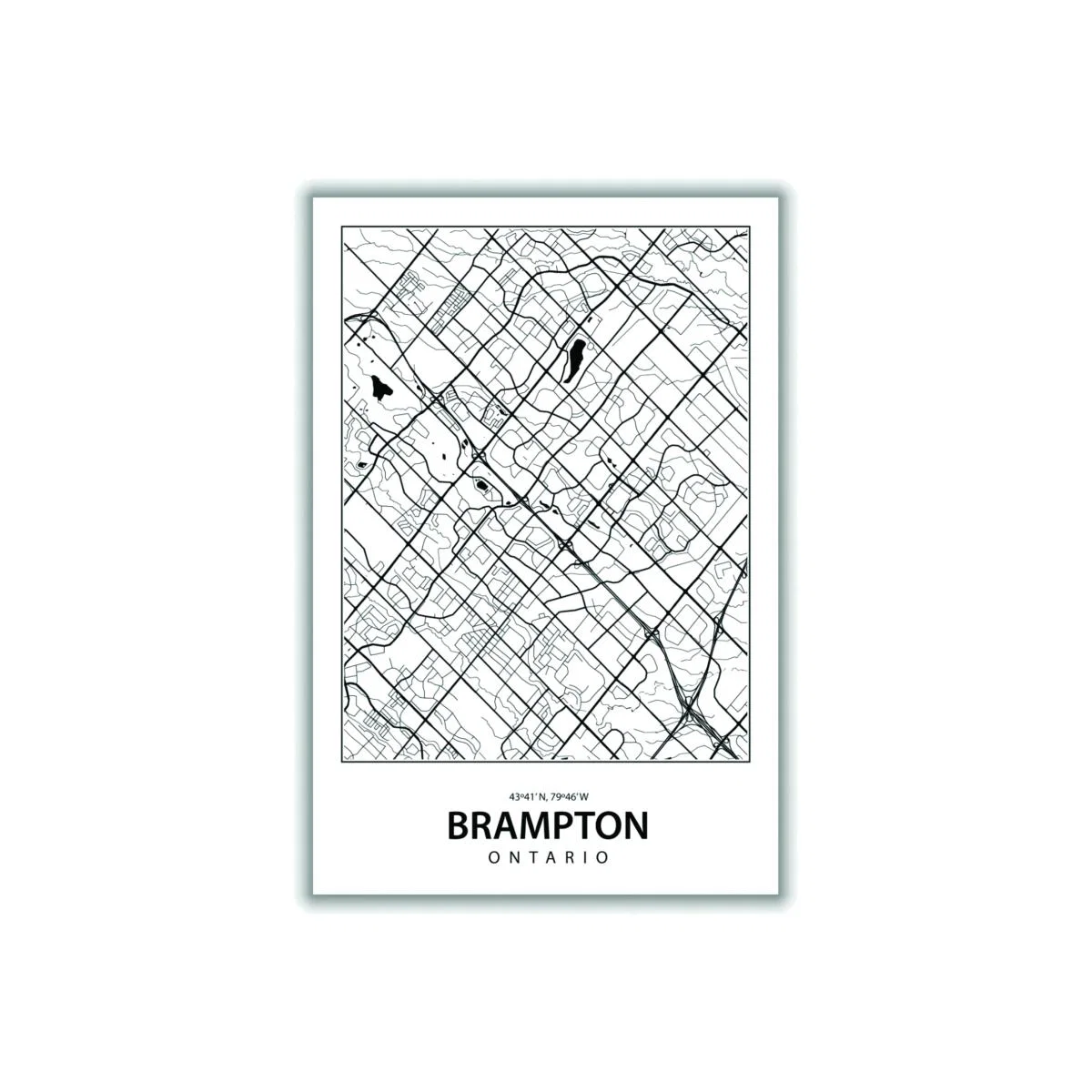 Black Map Of Brampton Large Stanley Print House – image 1