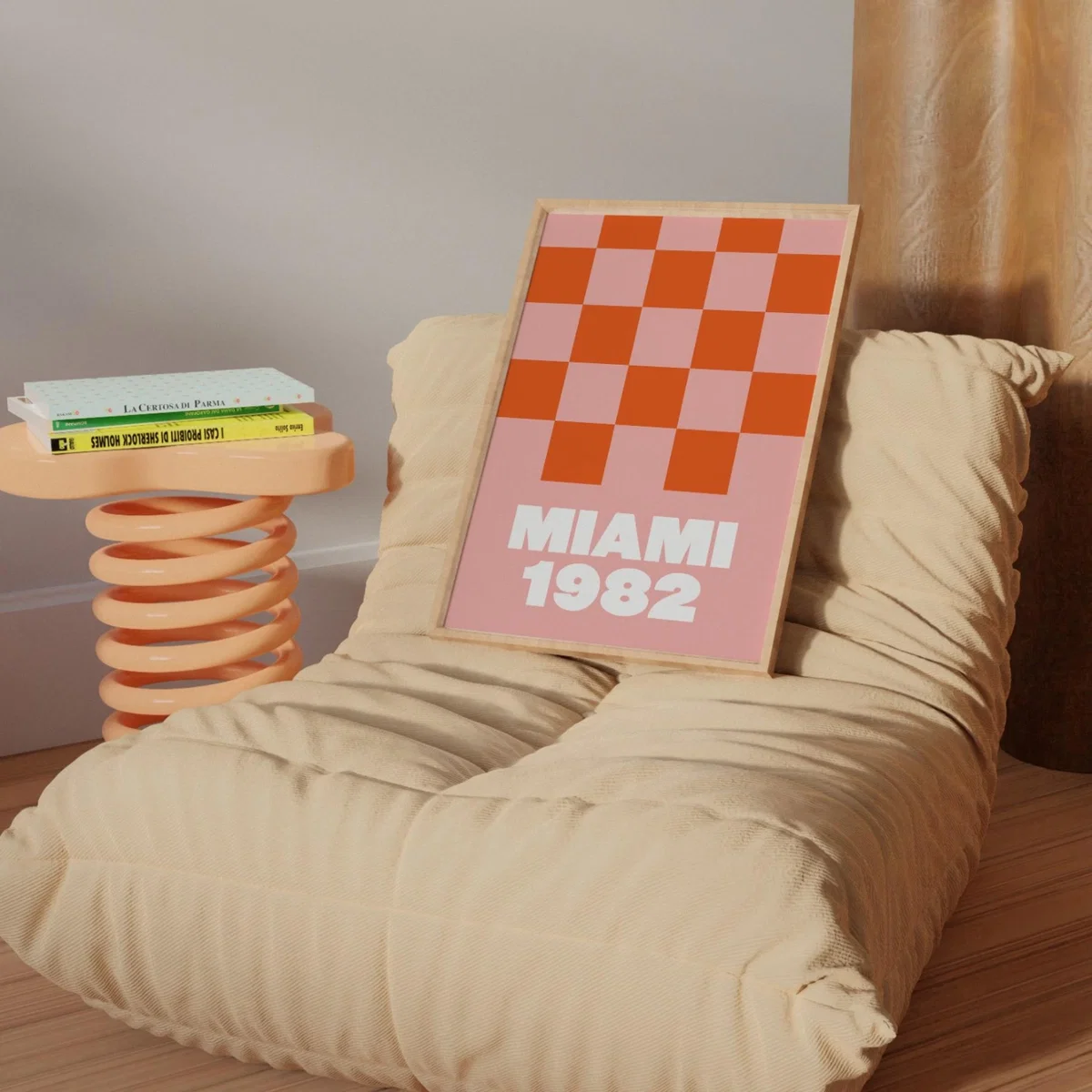 Miami 1982 Peach Checkerboard A3 Print Sofe Store – image 2