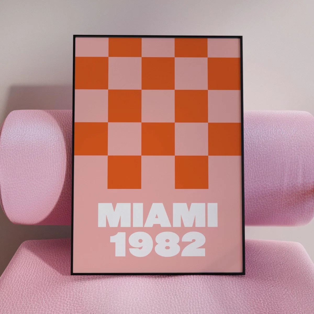 Miami 1982 Peach Checkerboard A3 Print Sofe Store – image 4