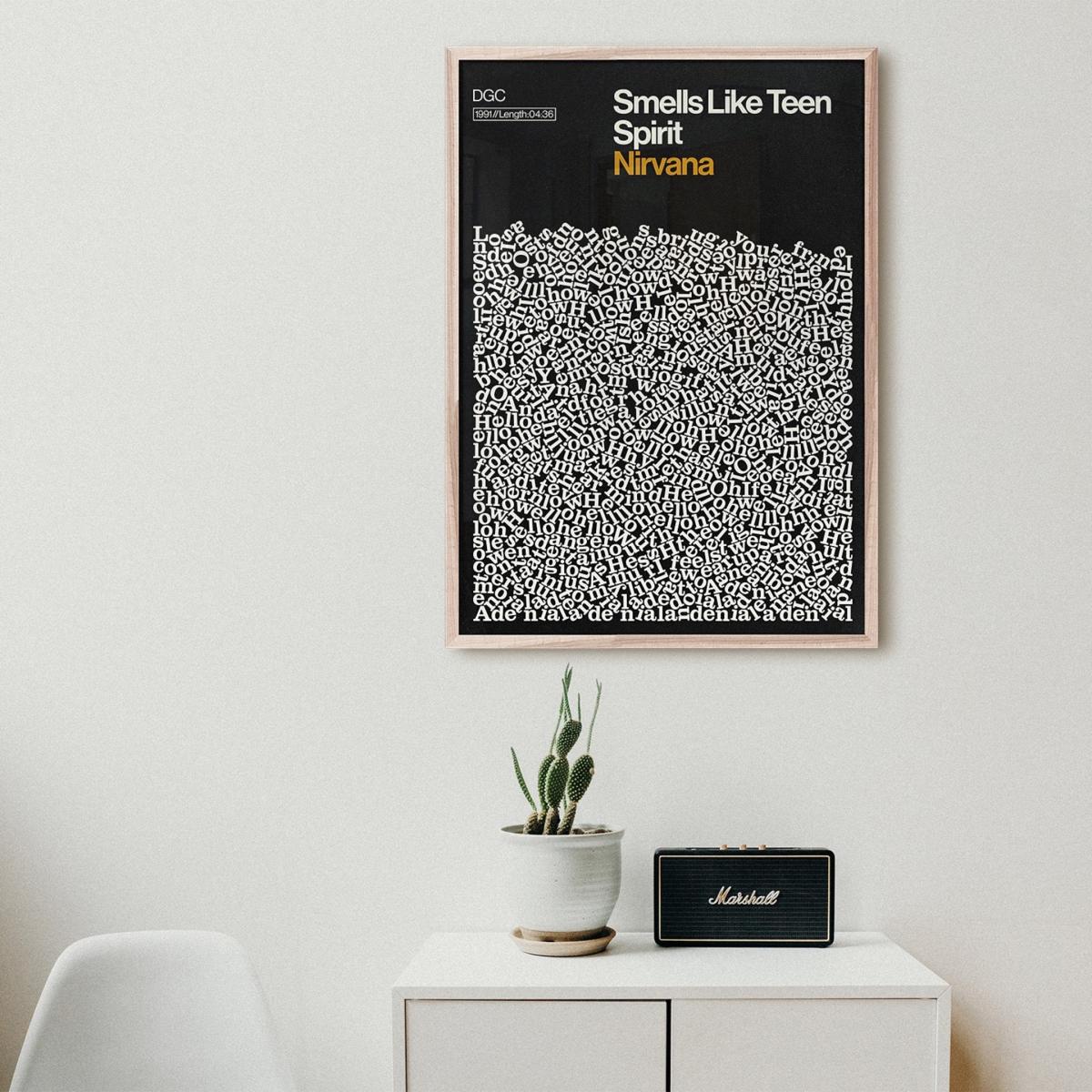 Smells Like Teen Spirit - Song Lyric Print A3 297 X 420Mm Reign & Hail – image 2