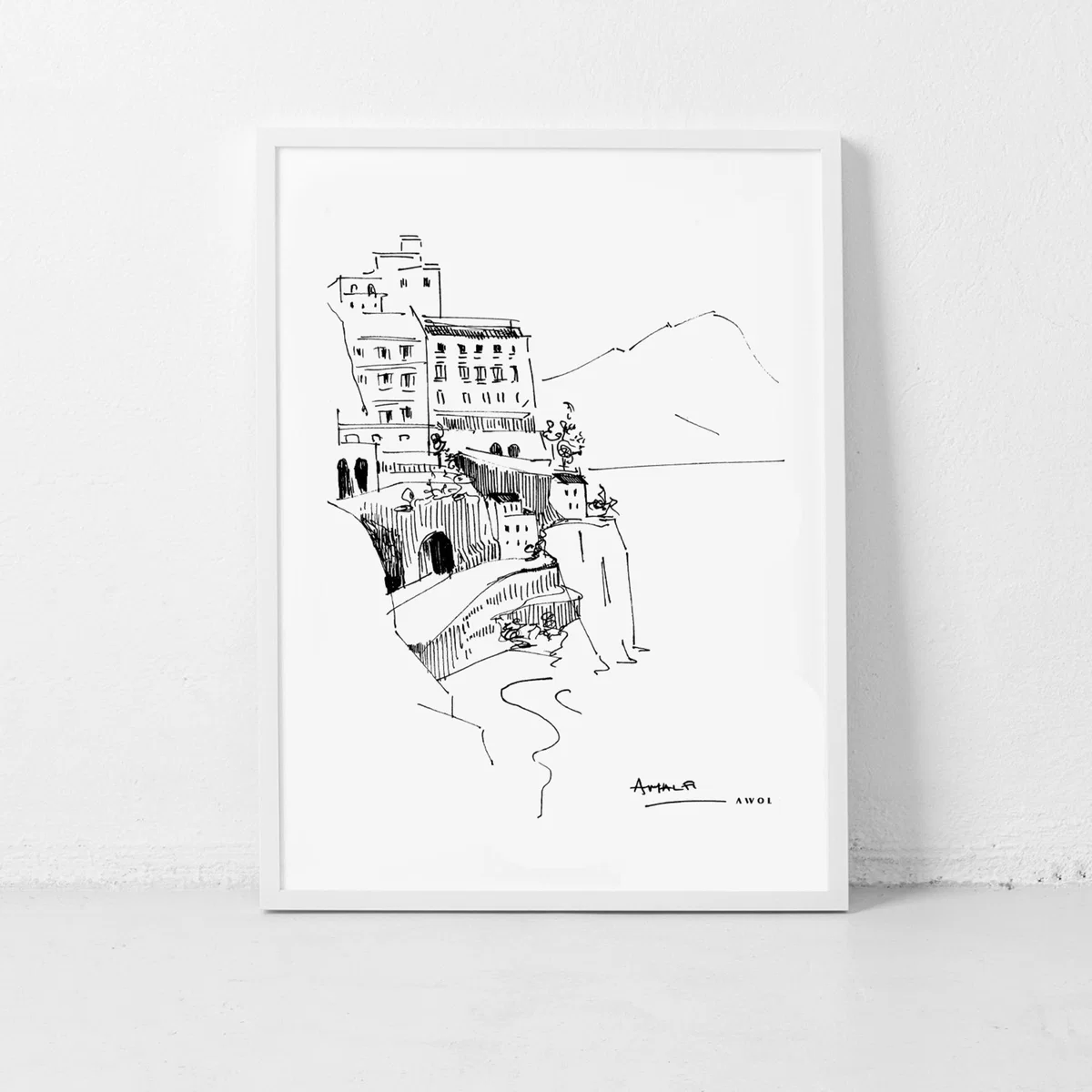 Black / White Amalfi Coast Art Print: Italian Landscape, Overlooking The Tyrrhenian Sea Awol – image 11