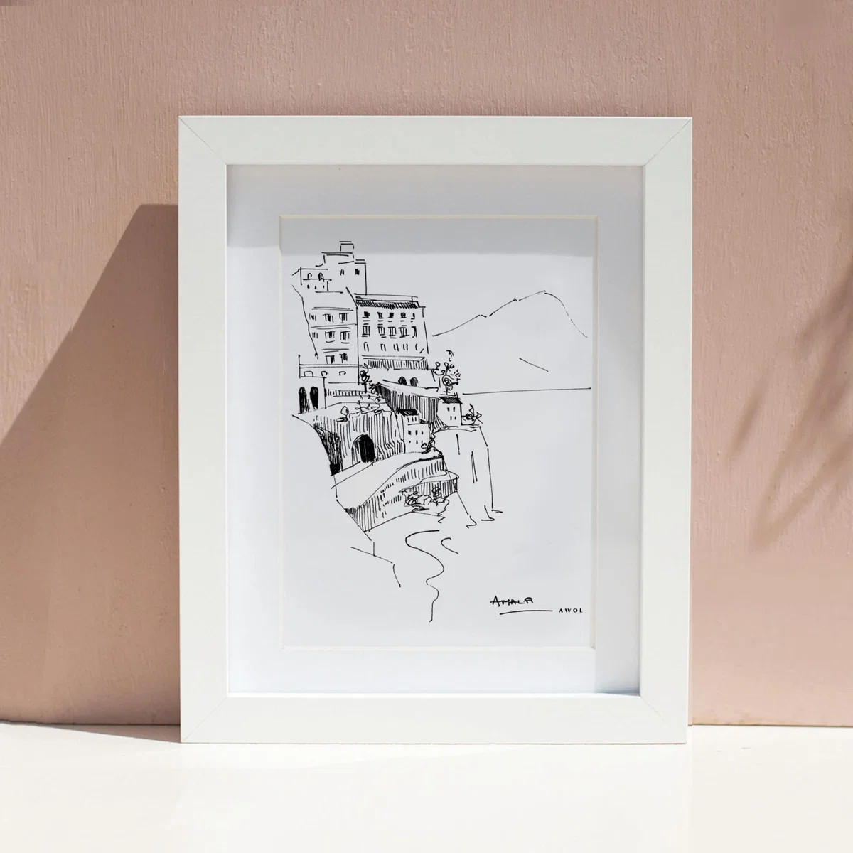 Black / White Amalfi Coast Art Print: Italian Landscape, Overlooking The Tyrrhenian Sea Awol – image 3