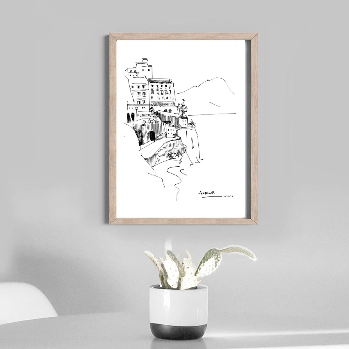 Black / White Amalfi Coast Art Print: Italian Landscape, Overlooking The Tyrrhenian Sea Awol – image 7