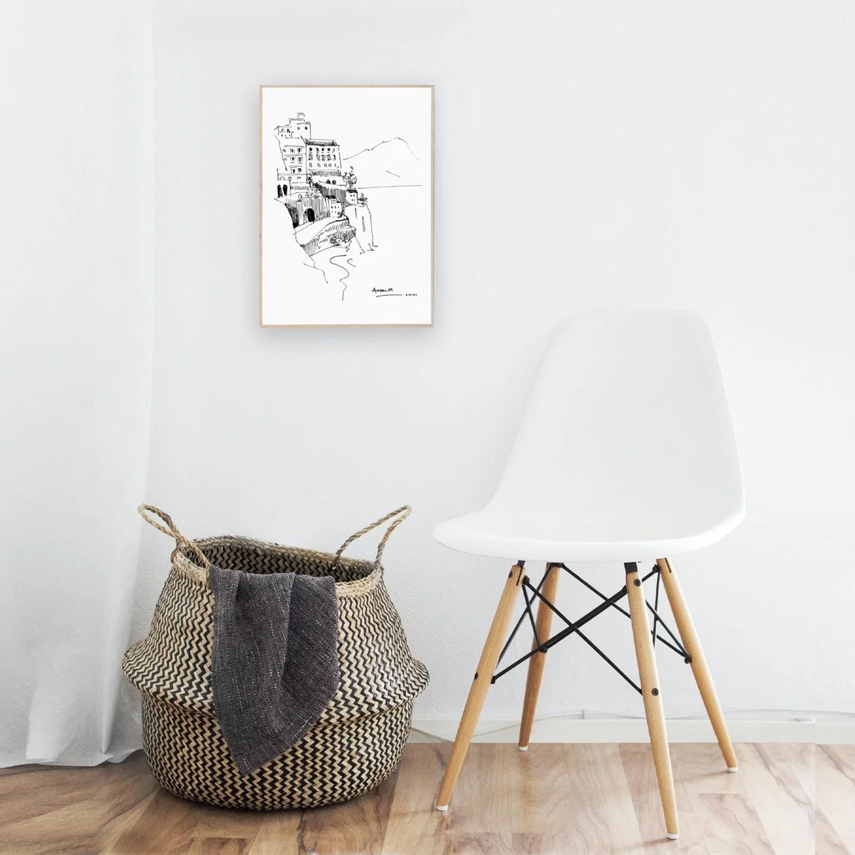 Black / White Amalfi Coast Art Print: Italian Landscape, Overlooking The Tyrrhenian Sea Awol – image 10