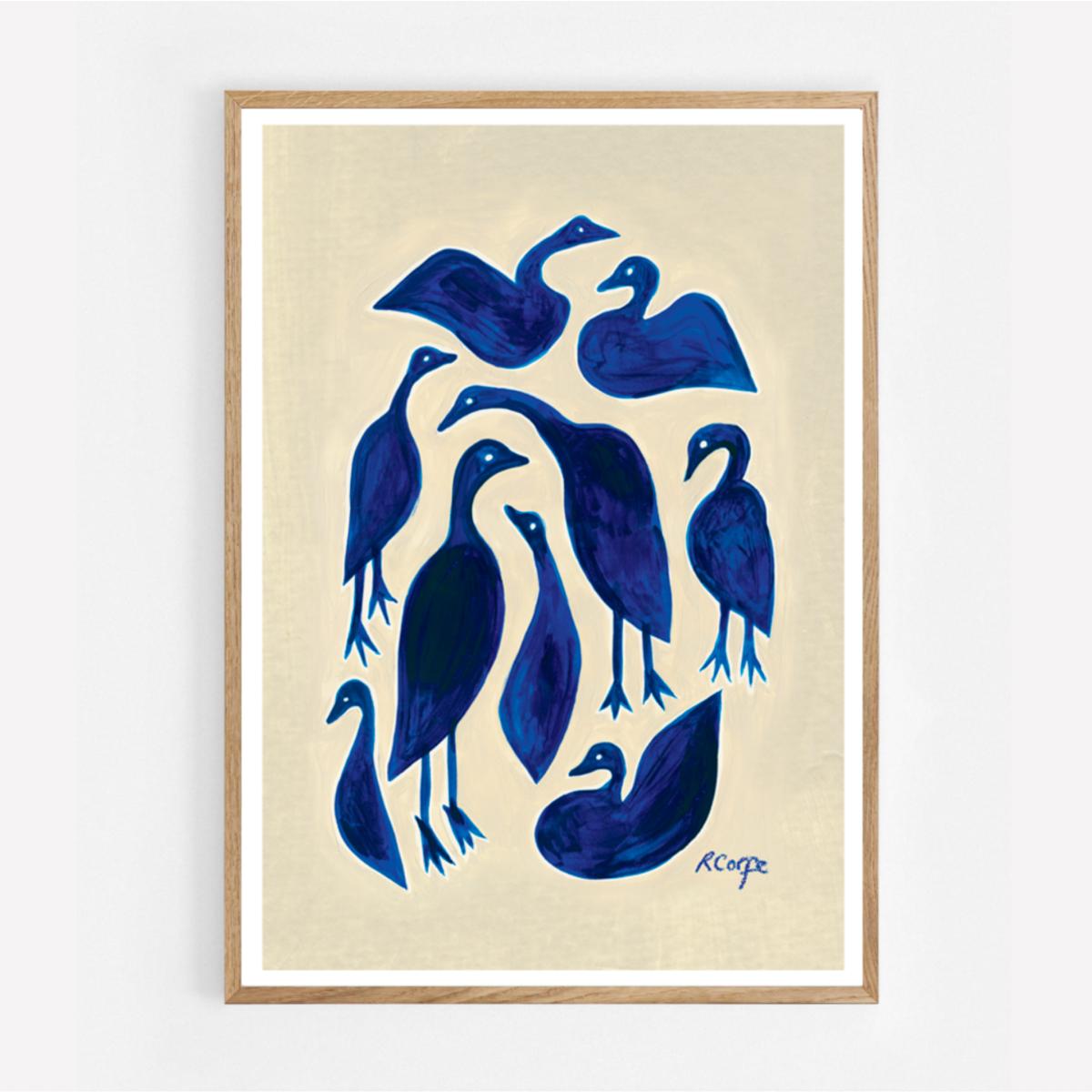 Neutrals / Blue A3 Blue Ducks Print Rosanna Corfe – image 2